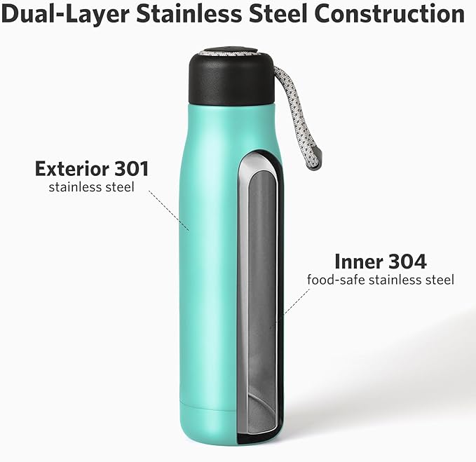 Water Bottle with Portable Lid Metal Thermos Vacuum Insulated Stainless Steel | - Image 4