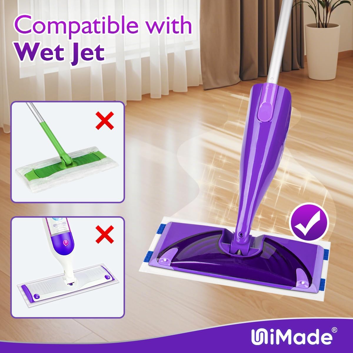 100 Count Mop Pad Refill Compatible with Swiffer WetJet, Disposable Multi-Layers Mopping Pads for All Hard Surface, Especially Hardwood Floor, Super Absorbent Spray Mopping Pad Refills