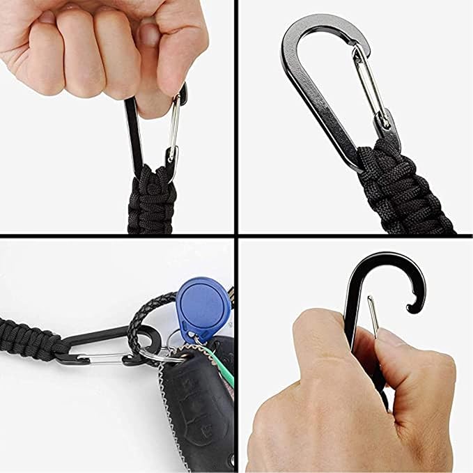 BRAVESHINE Paracord Keychain Carabiner Clip, D Ring Lanyard Hanger Stroller Hook - Image 4