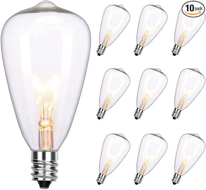ST38 Edison Replacement Light Bulbs, 7W Clear Glass String Lights by Konictom