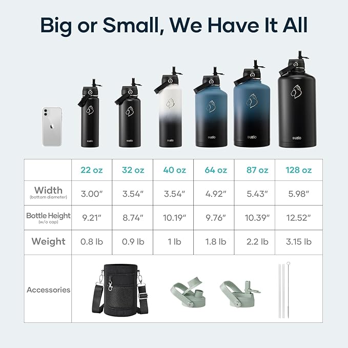 BUZIO 64oz Insulated Water Bottle, Half gallon Stainless Steel Jug, Triple Wall - Image 7