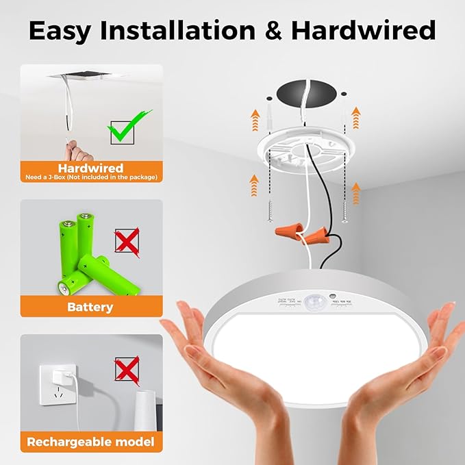 slochi 4Pack Motion Sensor Light Indoor Wired, 8.7 Inch 3000K/4000K/6500K - Image 2