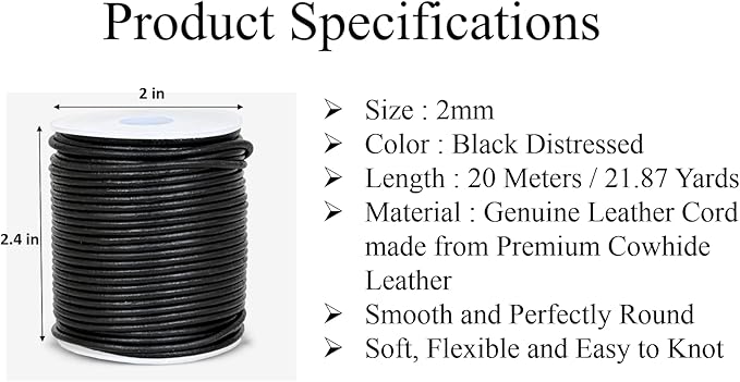 GENIQUE Real/Genuine Round Leather String Cord - Image 3