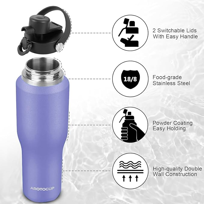 40oz Insulated Water Bottle Keep Cold 24h&Hot 12h, Double Wall Vacuum Insulated - Image 5