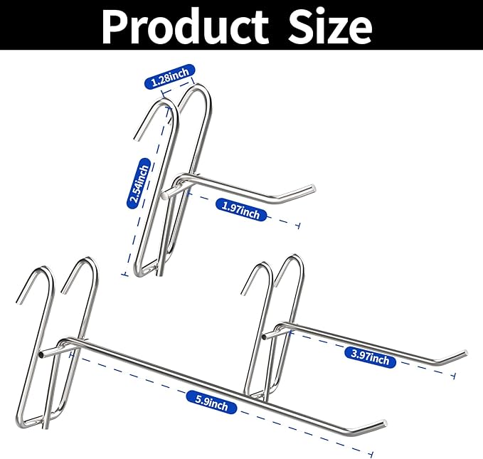 12 Pack 2/4/6 Inch Hooks for Wire Shelving, Heavy Duty Metal Hooks Accessories - Image 3