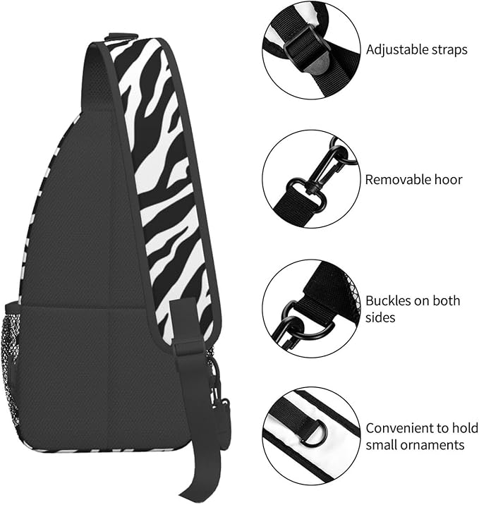 Animal Zebra Print Sling Bag For Women Men Fashion Backpack Crossbody Shoulder - Image 5