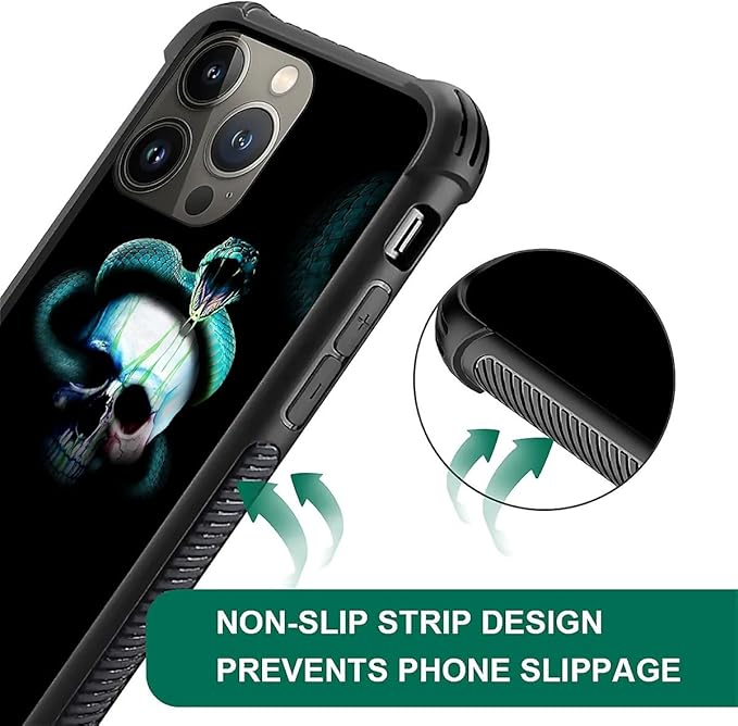 for iPhone 13 Pro Case, Skeleton Winding Snake Pattern Graphic Design Girl Boy - Image 4