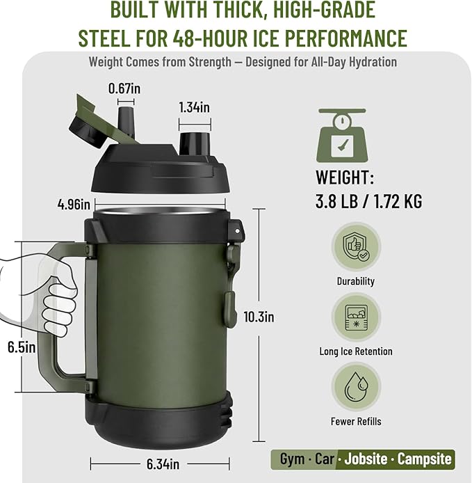 Hydraful Gallon Water Bottle, 128 oz Large Insulated Stainless Steel Sports - Image 8
