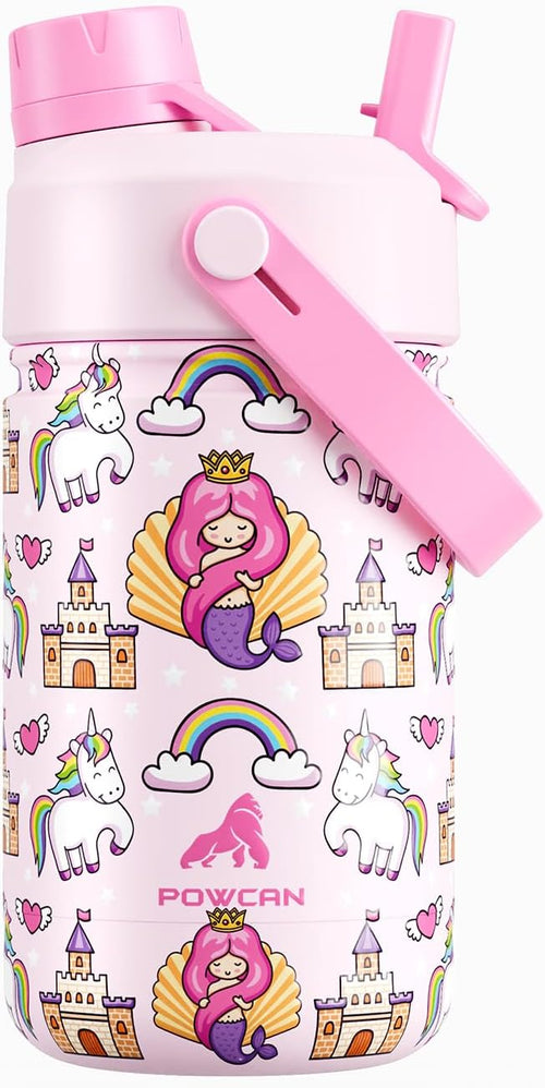 12 oz Kids Insulated Mermaid Water Bottle by POWCAN