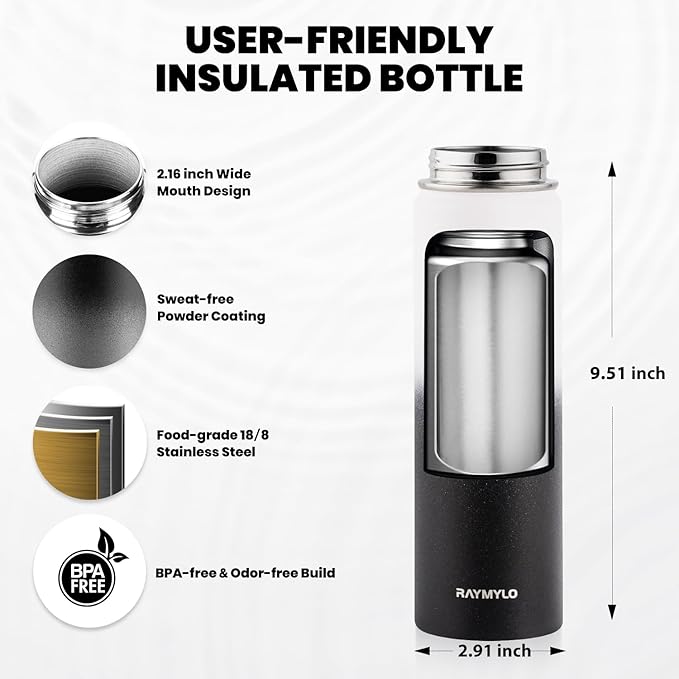 RAYMYLO Insulated Water Bottle 20 oz, Triple Wall Vacuum Stainless Steel - Image 5
