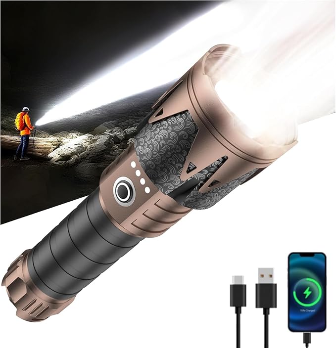 SKYFIRE Rechargeable Flashlight, 5000 Super Bright Tactical Flashlights High - Image 9