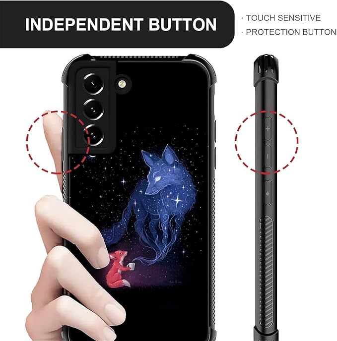 for Samsung Galaxy S21 FE Case, Galaxy Fox Wolf Pattern Graphic Design Girl Boy - Image 3