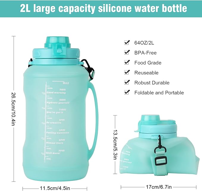 Collapsible Water Bottles, 2L/64OZ travel water bottle Bottle - Image 4