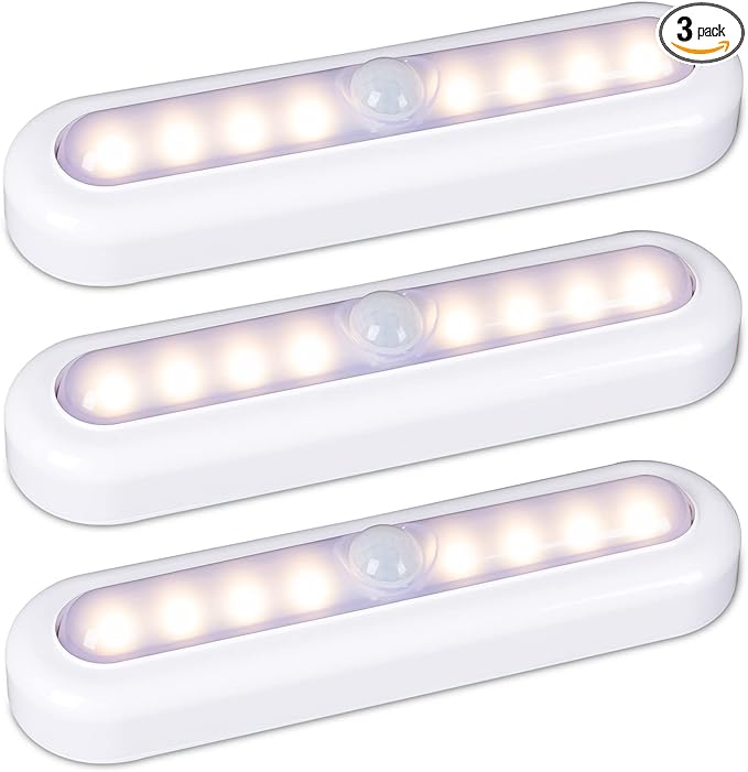 STAR-SPANGLED 3 Pack 7” Motion Sensor Lights Indoor Battery Operated, Stick on by STAR-SPANGLED