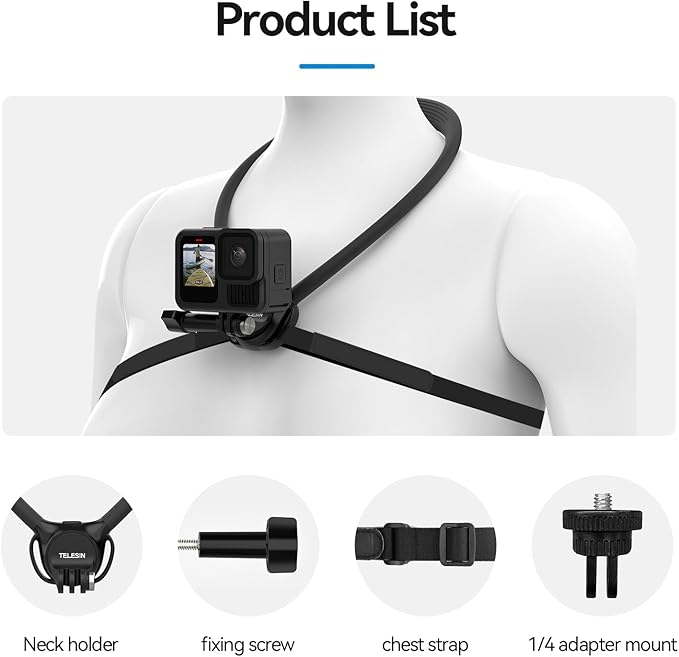 TELESIN Neck Mount SE 2.0 with Air Cushion, Adjustable Chest Strap and Neck - Image 8