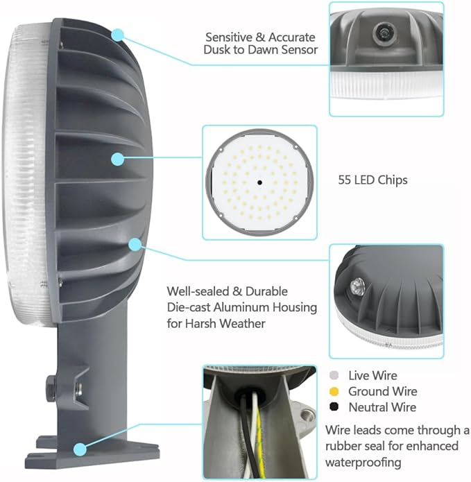 Owleye 6000LM Dusk to Dawn Outdoor Lighting LED Barn Light Security Lights - Image 5