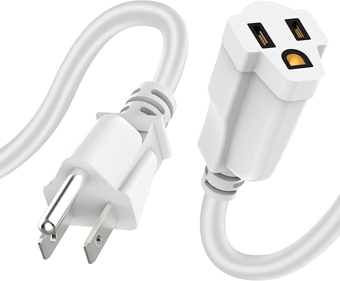 Power Extension Cord 0.5FT/6Inch, Short 3 Prong Electric Extension Cable Outlet by ECJTU-US