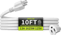 16/3 White Extension Cord 10 FT, Indoor Extension Cord by Seeklyze