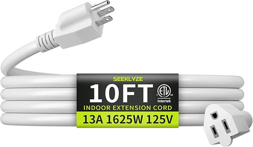 16/3 White Extension Cord 10 FT, Indoor Extension Cord by Seeklyze