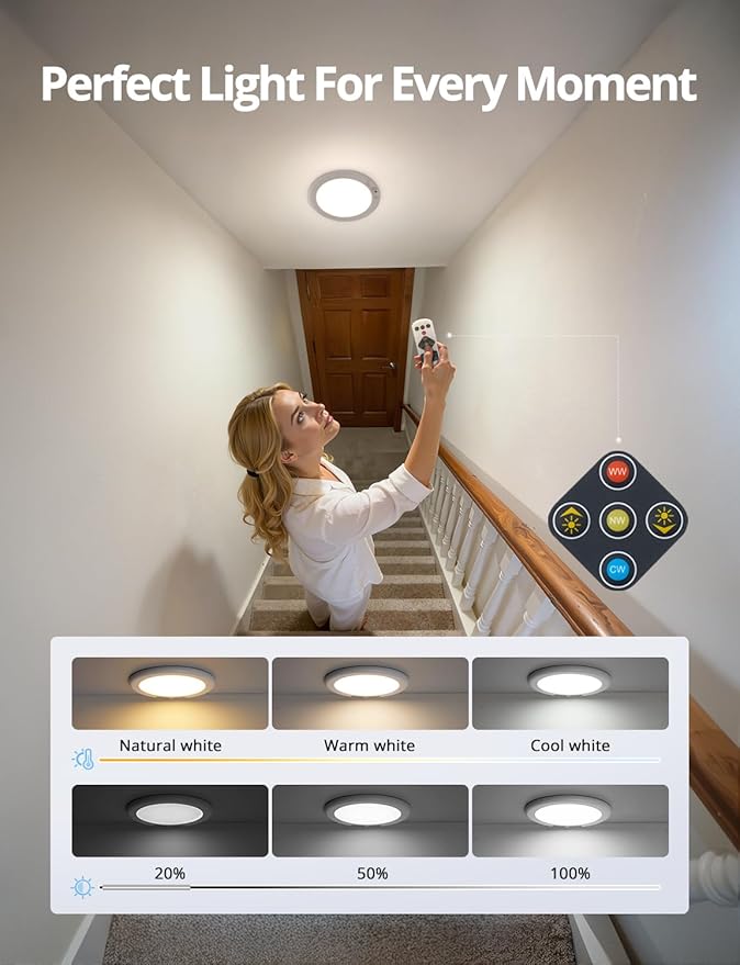 Combuh 2Pack Rechargeable Closet Lights Motion Sensored, Battery Powered Shower - Image 7