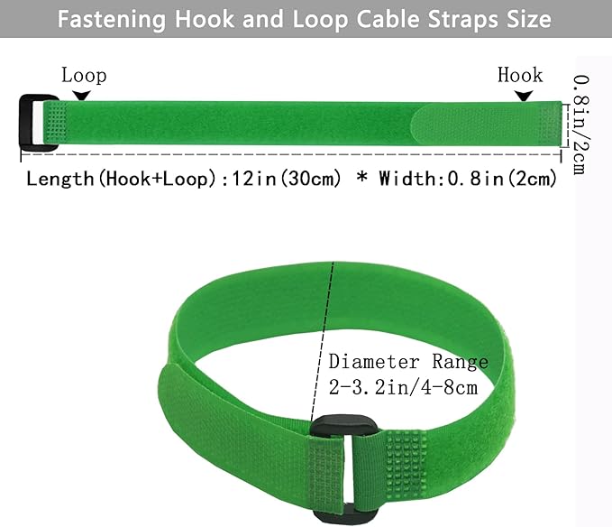 10 Pack Reusable Fastening Cable Ties and Cable Straps Green Color Adjustable - Image 2