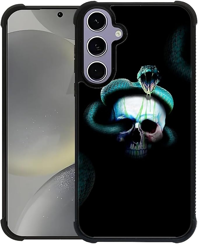 for Samsung Galaxy S24 S25 Case, Skeleton Winding Snake Pattern Graphic Design by FKBRCL4U