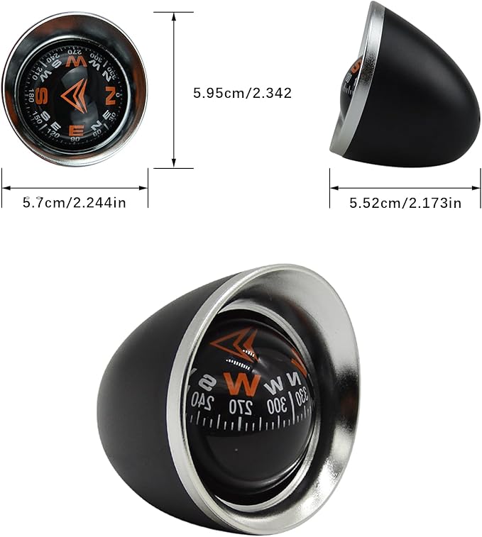 Mini Car Ball Compass, Marine Compass Interior Mount Dash Guide Hiking - Image 3