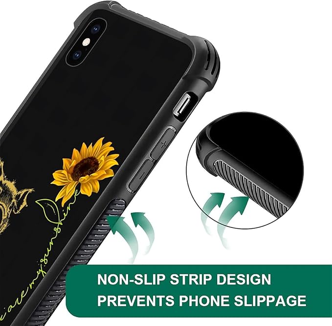 for iPhone Xs Max Case, Pig Sunflower Yellow Sunshine Pattern Graphic Design - Image 6