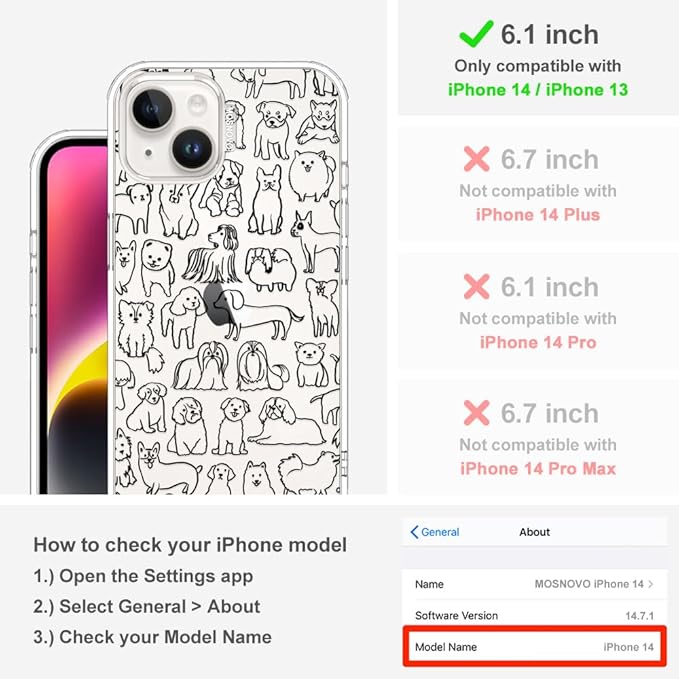 MOSNOVO for iPhone 13/14 Case | Military Grade 6.6ft Drop Tested | Clear - Image 2