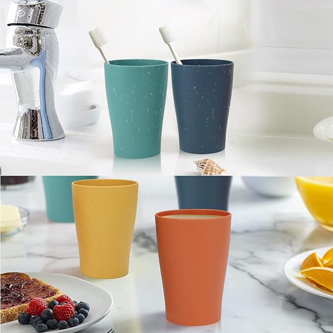 Homienly Stackable Drinking Glasses Set Wheat Straw Shatterproof Cups | - Image 6