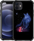 for iPhone 12/12 Pro Case, Galaxy Fox Wolf Pattern Graphic Design Girl Boy Soft by FKBRCL4U