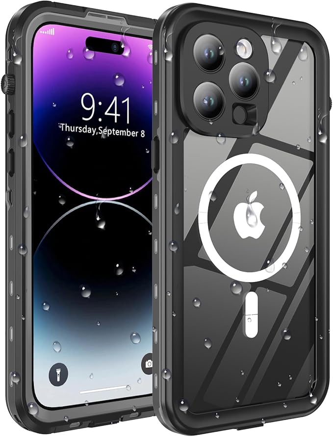 for iPhone 14 Pro Max Case Waterproof, Full-Body Hard Case Built-in by Comboproof