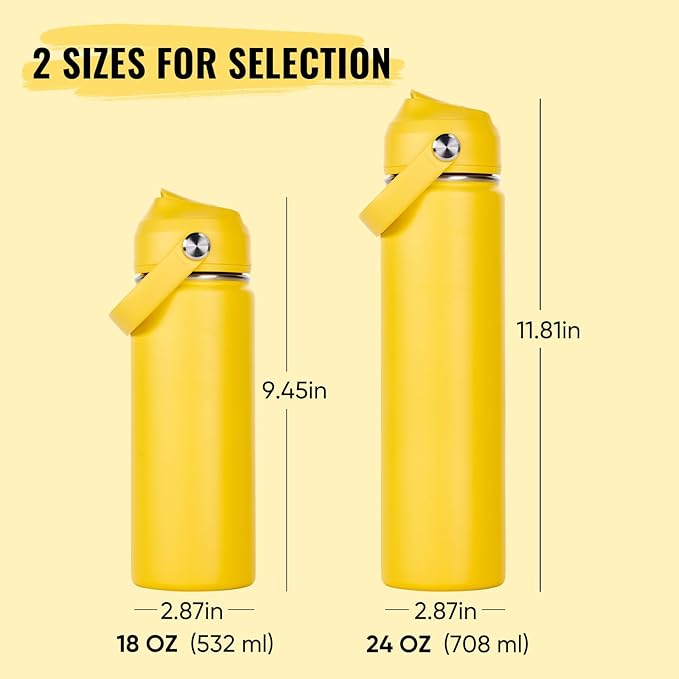 Fijinhom 18oz Insulated Stainless Steel Water Bottle, Wide Mouth Double Wall - Image 3