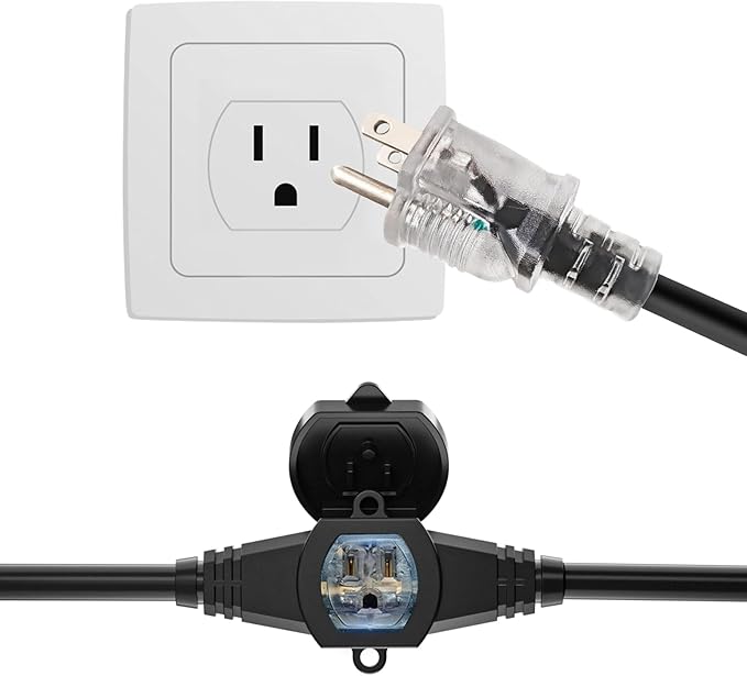 50FT Outdoor Extension Cord, 16 Gauge SJTW 5-15R Cable Male Plug to Female - Image 2
