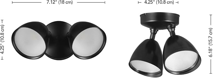 GLOBE Electric 17000186 20W Twin Head Black 1600 Lumens Wall Switch Activated - Image 8