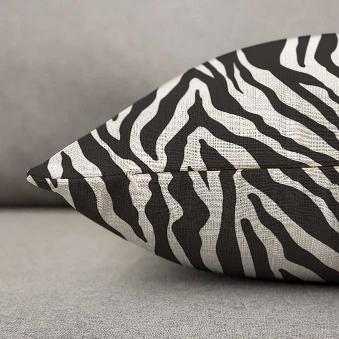 TKS MITLAN Zebra Print Pillow Covers 12 x 20 Inch Black White Leopard Line - Image 5