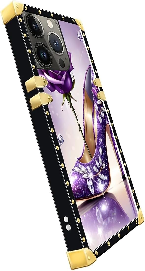 Compatible with iPhone 15 Pro Max Case, High Heeled Purple Diamond Rose Luxury - Image 4