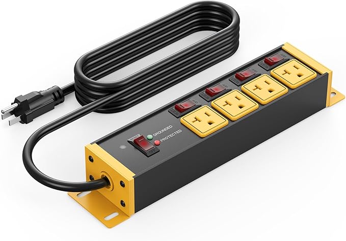 CCCEI Heavy Duty Surge Protector Power Strip 20 Amp Individual Switches. 20FT by CCCEI