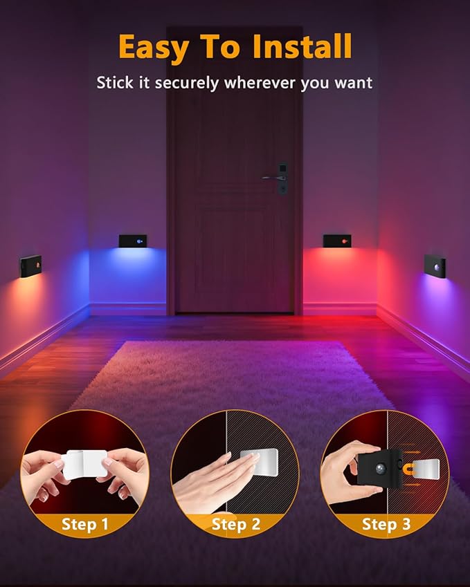 WILLED Stair Lights Indoor Rechargeable, RGB & Warm White Color Changing Night - Image 6