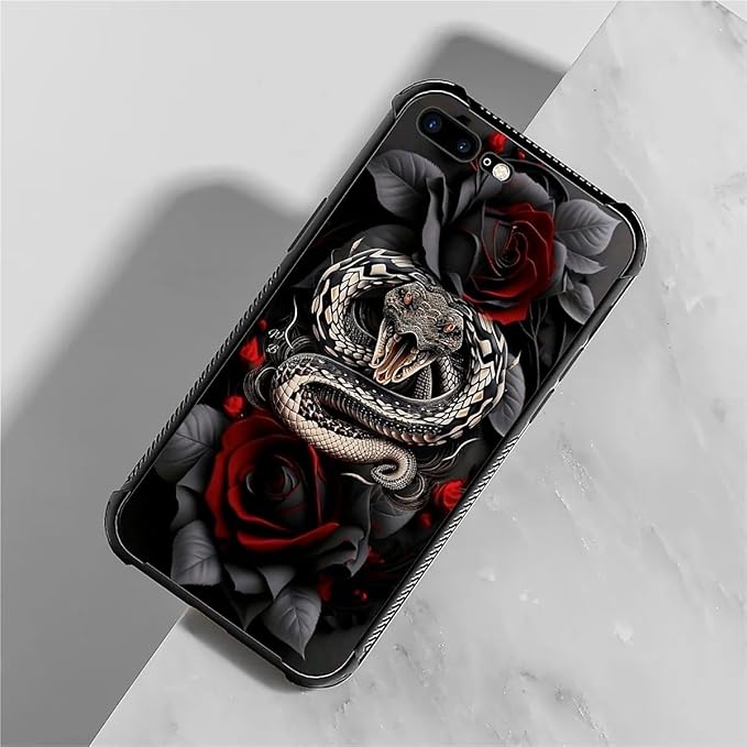 for iPhone 7/8 Case, Entwined Rose Snake Pattern Graphic Design Girl Boy Soft - Image 7