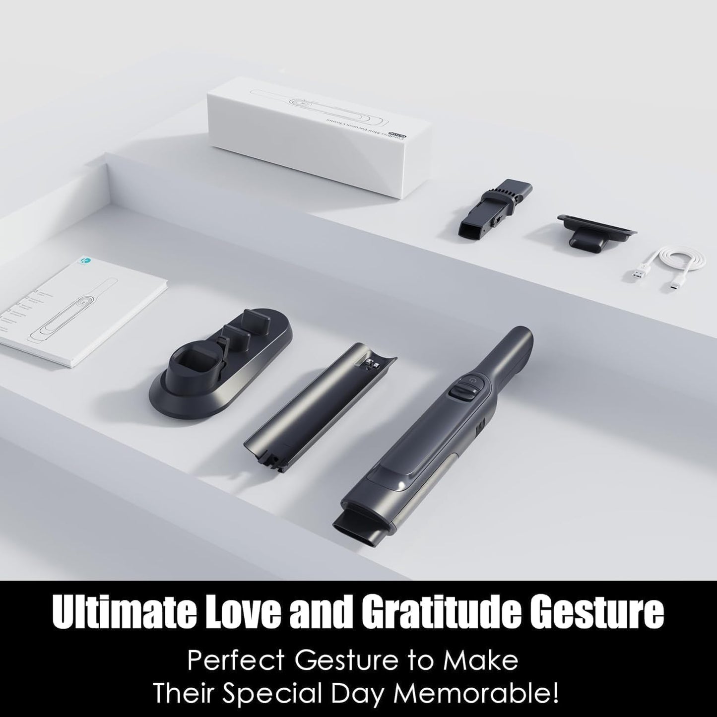 Handheld Vacuum Cordless, Super Lightweight 1.4lb with Powerful Suction, Charging Dock, Single Touch Empty and Detachable Dust Cup, Portable Mini Car Vac for Home Pet Car (Steel Gray)