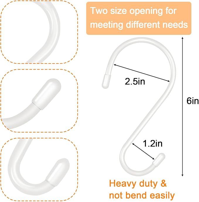 DINGEE 12 Pack 6 Inch S Hooks, Large S Hook Vinyl Coated Heavy Duty S Hook - Image 3