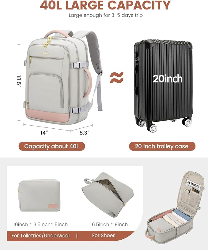 LOVEVOOK Carry On Travel Backpack - Image 4