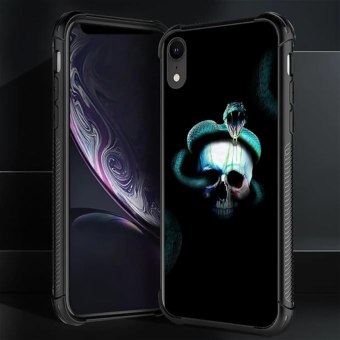 for iPhone XR Case, Skeleton Winding Snake Pattern Graphic Design Girl Boy Soft - Image 2