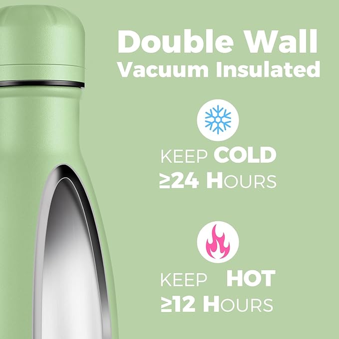 Volhoply 17oz Insulated Stainless Steel Water Bottle, Double Wall Vacuum Flask - Image 3