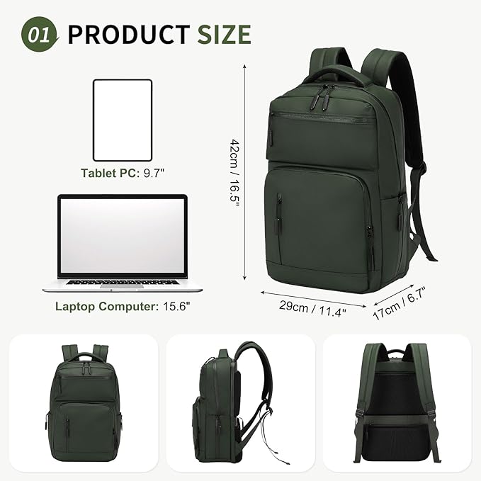 Waterproof Laptop Backpack for Men & Women, Flight Approved Anti-Theft Daypack - Image 3