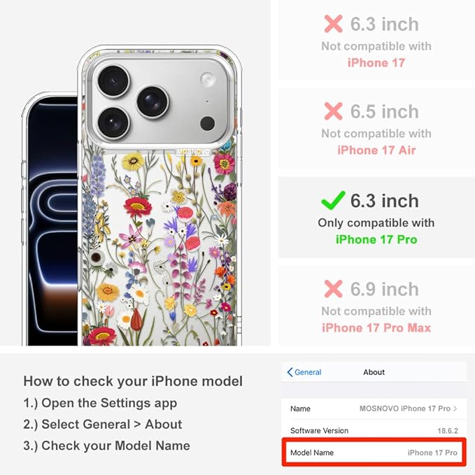 MOSNOVO for iPhone 17 Pro Case | Military Grade 6.6ft Drop Tested | Camera - Image 2