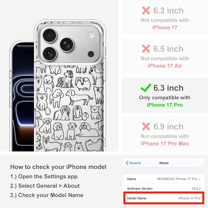 MOSNOVO for iPhone 17 Pro Case | Military Grade 6.6ft Drop Tested | Camera - Image 2