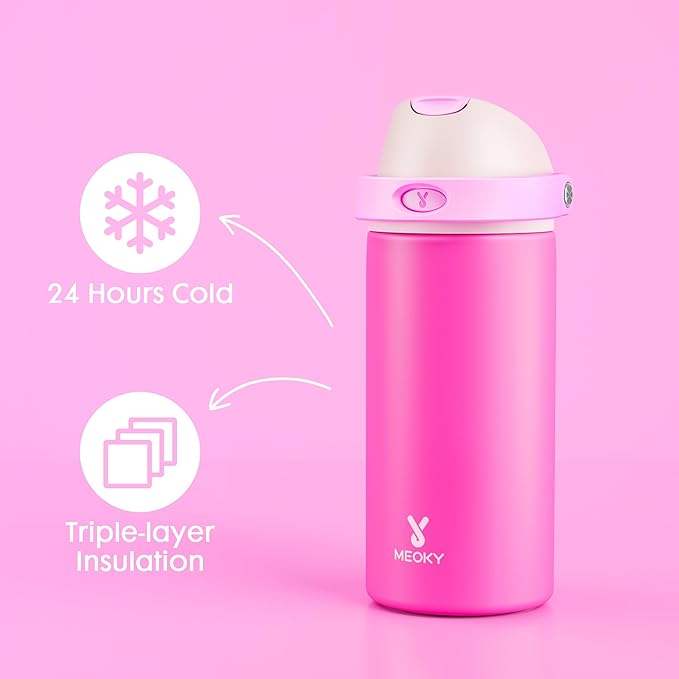 18 oz Kids Water Bottle for School: Meoky 18 oz Stainless Steel Insulated Water - Image 3