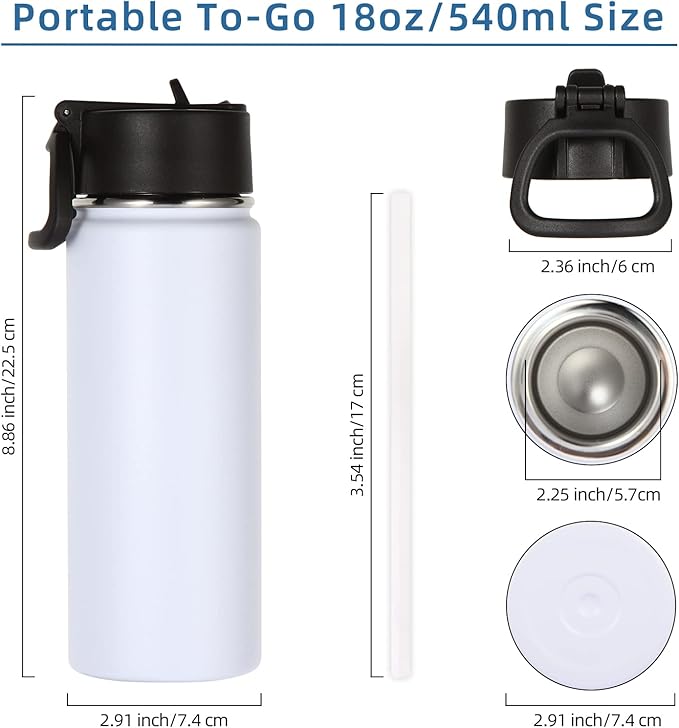 Volhoply 18oz Insulated Water Bottle Bulk 2 Pack, Kids Stainless Steel Water - Image 4